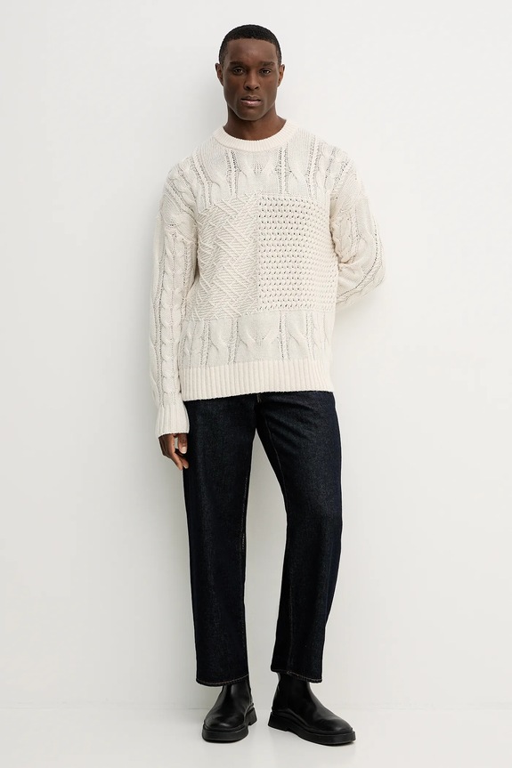 Sveter s prímesou vlny Tommy Hilfiger MW0MW42584 béžová SS26