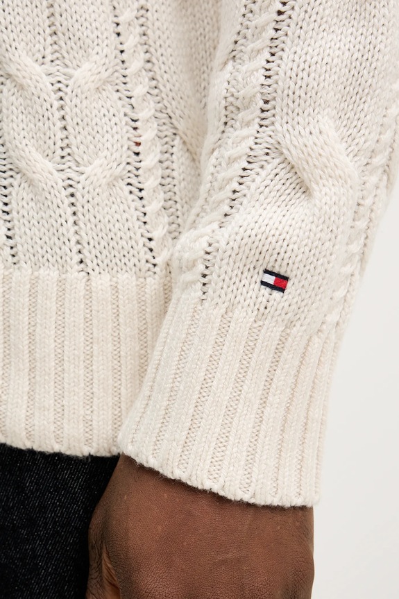 Sveter s prímesou vlny Tommy Hilfiger MW0MW42584 béžová