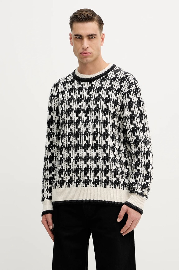 Tommy Hilfiger sweter z dodatkiem wełny okrągły czarny MW0MW41815