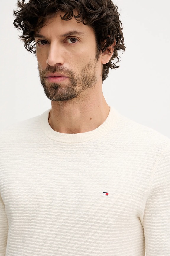 Bavlnený sveter Tommy Hilfiger béžová MW0MW41643