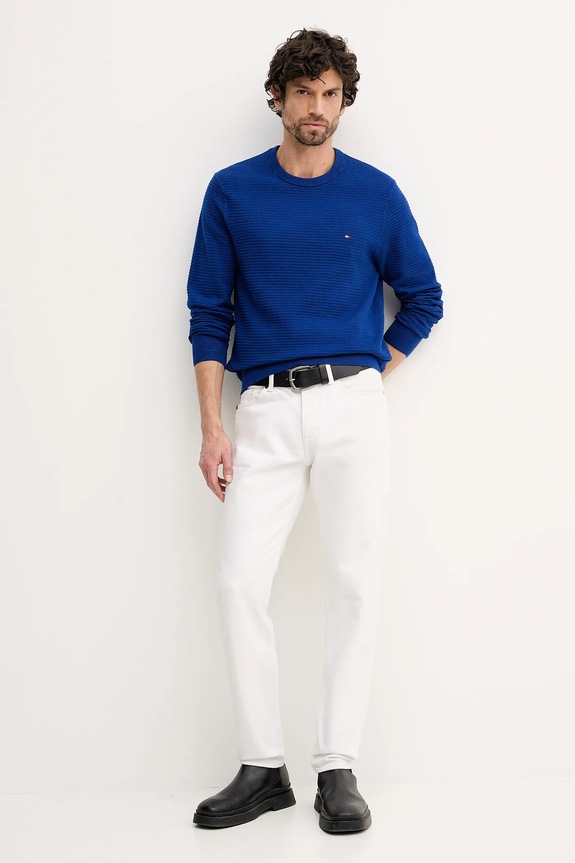 Bavlnený sveter Tommy Hilfiger MW0MW41643 modrá SS26