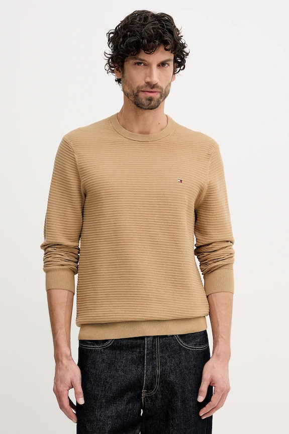 Tommy Hilfiger pulover de bumbac subtiri maro MW0MW41643