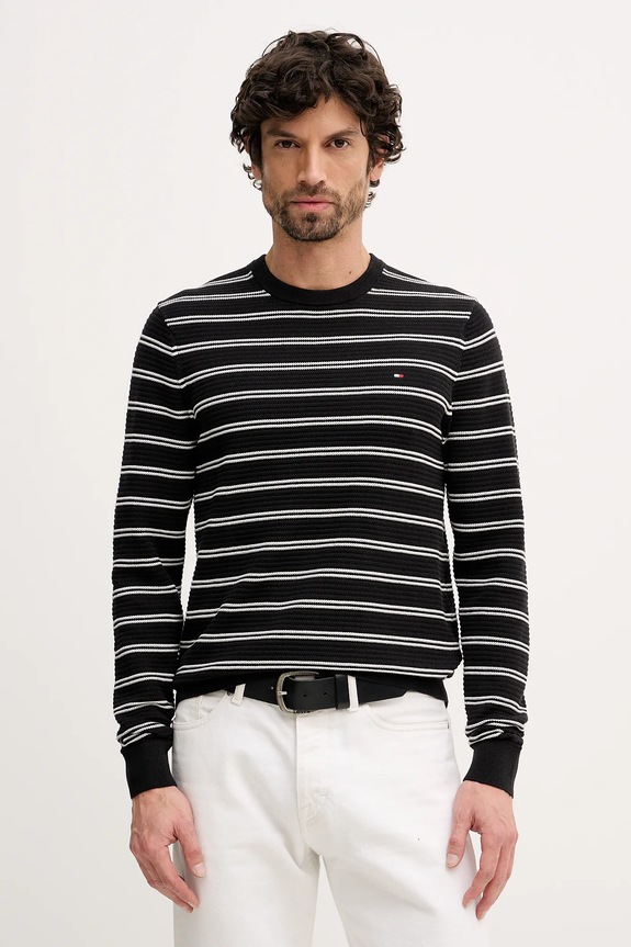 Bavlnený sveter Tommy Hilfiger bavlna čierna MW0MW41643