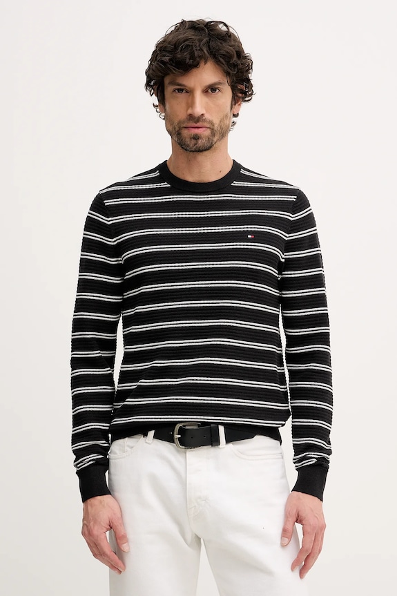 Bavlnený sveter Tommy Hilfiger bavlna čierna MW0MW41643