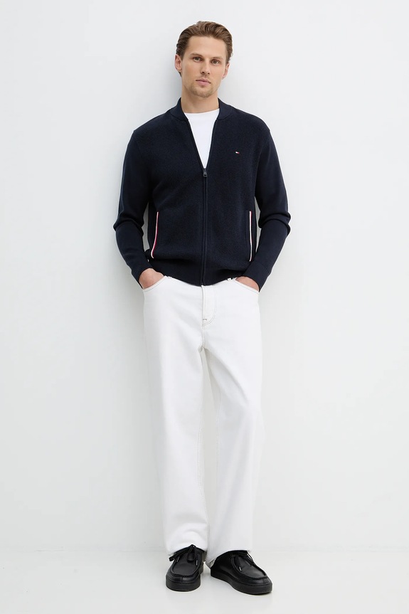 Tommy Hilfiger kardigan bawełniany MW0MW41543 granatowy SS26