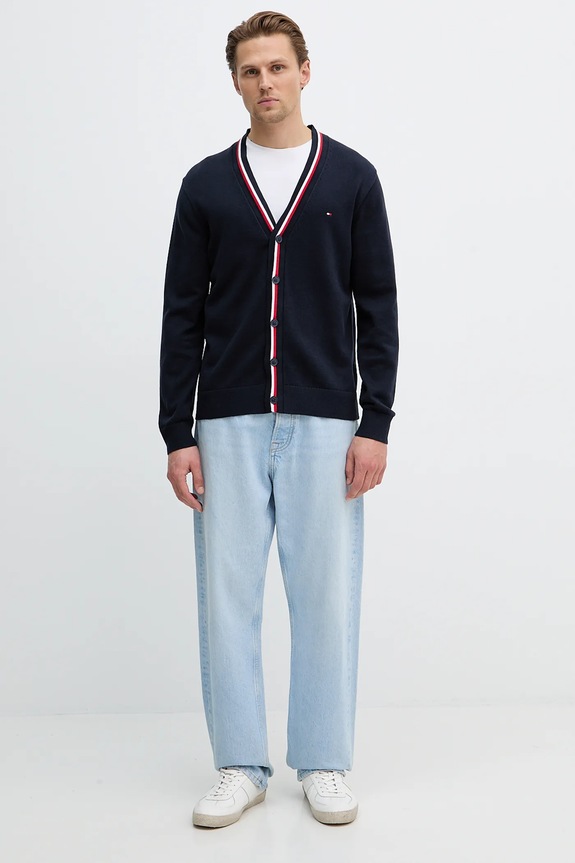 Tommy Hilfiger kardigan bawełniany MW0MW41544 granatowy SS26