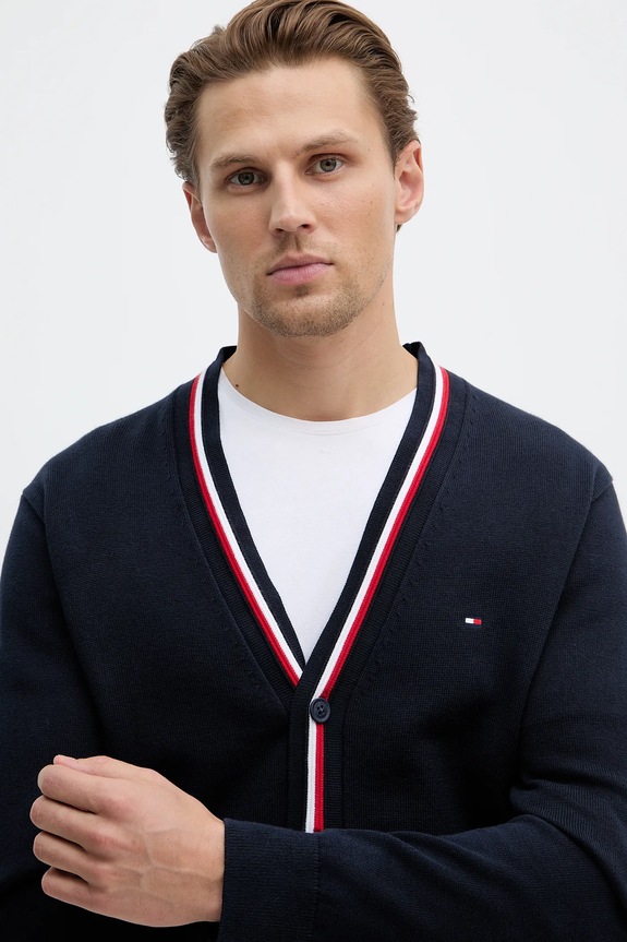 Tommy Hilfiger kardigan bawełniany granatowy MW0MW41544