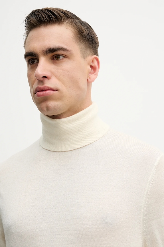 Tommy Hilfiger sweter z dodatkiem wełny beżowy MW0MW41816