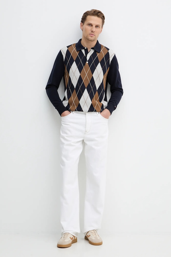 Tommy Hilfiger sweter bawełniany MW0MW42614 granatowy SS26