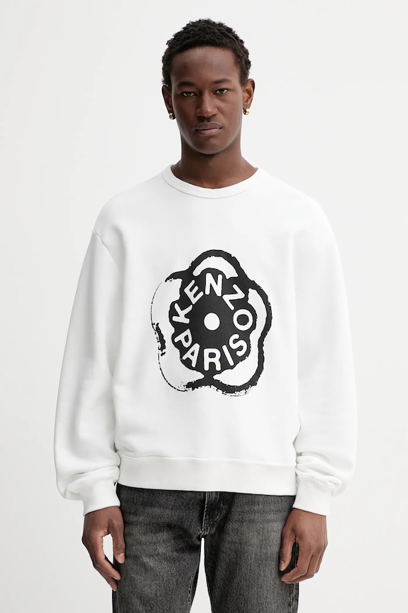 Kenzo hanorac de bumbac print alb FG55SW5094MJ