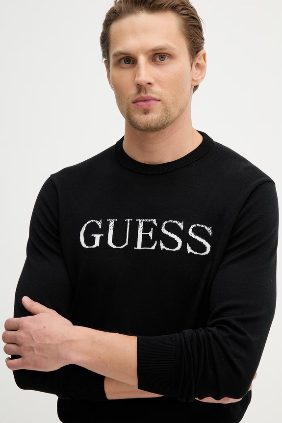 Guess sweter bawełniany KANE czarny M6RR19.Z4451