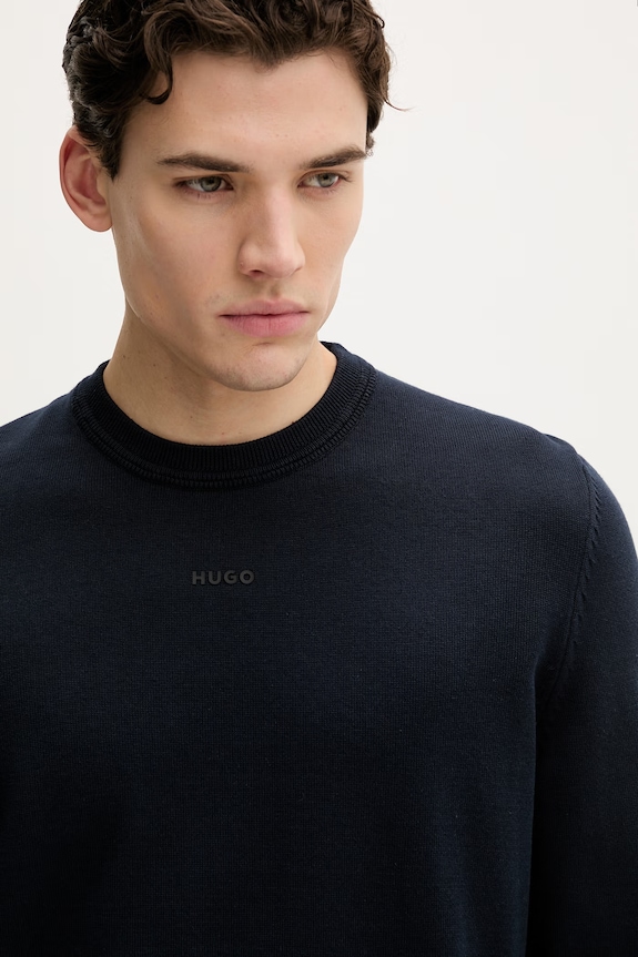 Pamučni pulover HUGO San Cassius-C2 mornarsko plava 50553588