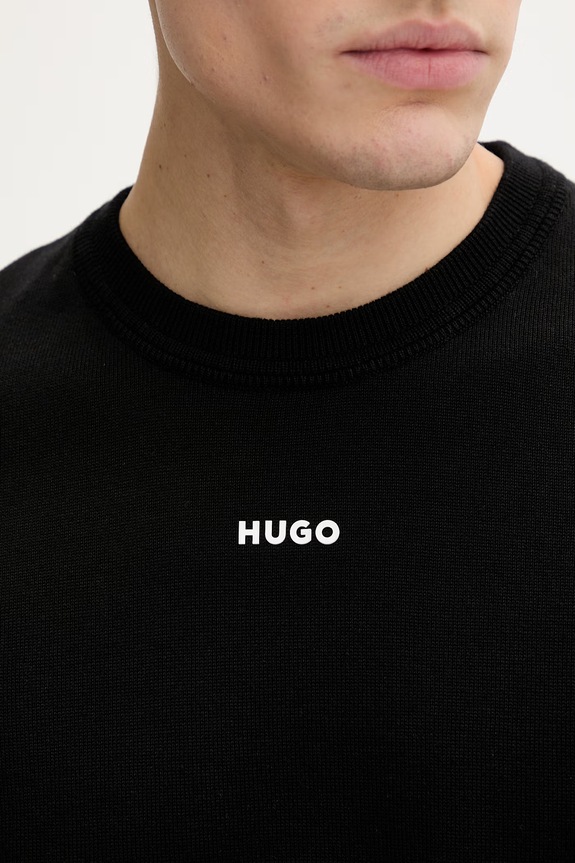Βαμβακερό πουλόβερ HUGO San Cassius-C2 50553588 μαύρο