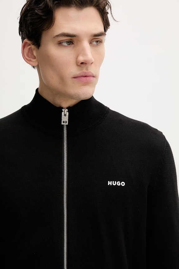 Βαμβακερή ζακέτα HUGO San Jacomo-C μαύρο 50553606