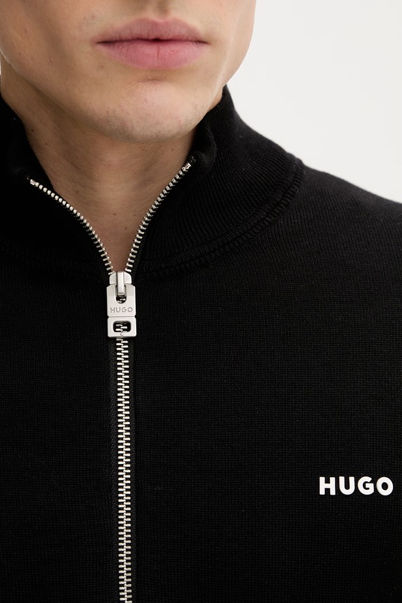 Βαμβακερή ζακέτα HUGO San Jacomo-C 50553606 μαύρο