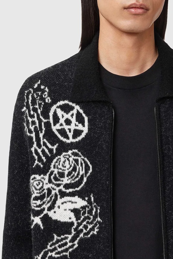 Ζακέτα με προσθήκη αλπακά AllSaints μαύρο M056KD