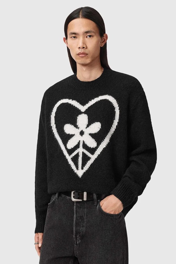 AllSaints maglione con lana medio spessore nero M042KD