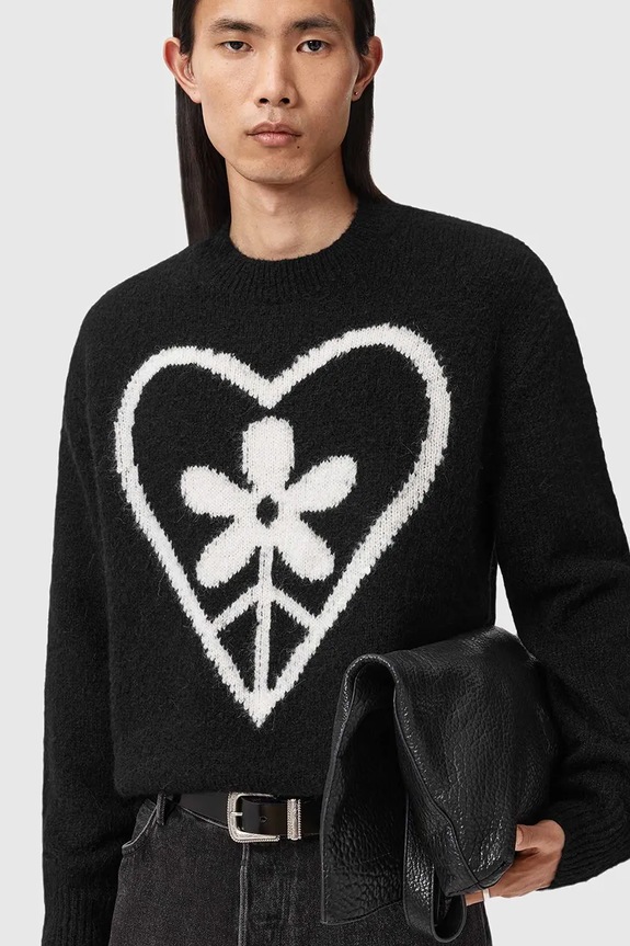 AllSaints maglione con lana nero M042KD