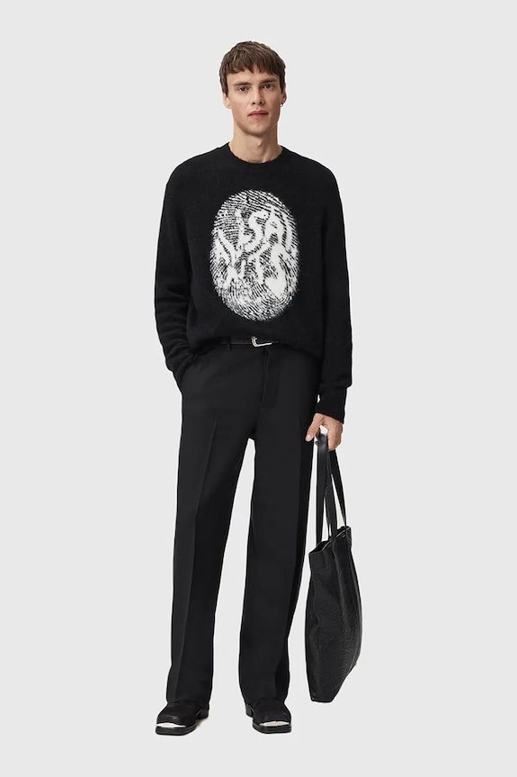 Πουλόβερ με προσθήκη αλπακά AllSaints M026KE μαύρο