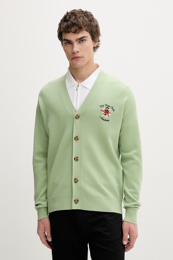 Drôle de Monsieur чоловічий із мериносової вовни Slogan Rose вовна зелений J.CA166.WO007.OL