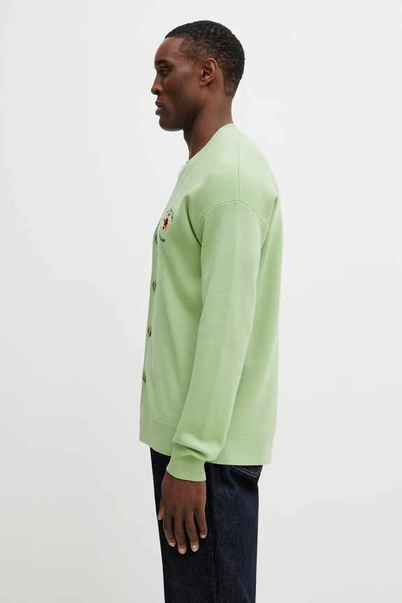 Drôle de Monsieur woolen cardigan Slogan Rose J.CA166.WO007.OL green SS26