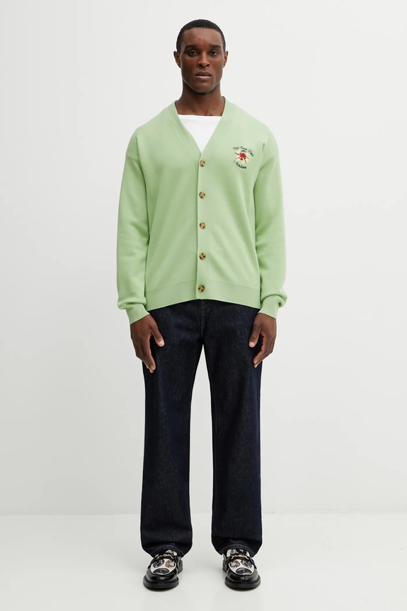 Drôle de Monsieur woolen cardigan Slogan Rose J.CA166.WO007.OL green