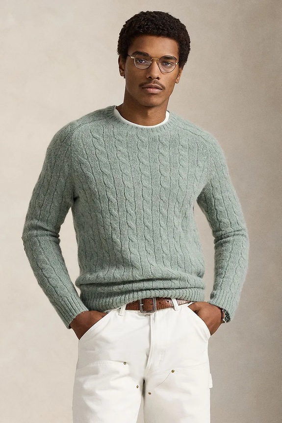 Polo Ralph Lauren pulóver gyapjúkeverékből sima zöld 710979095