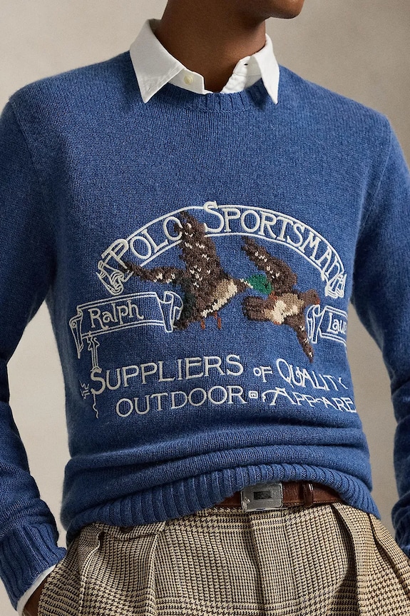 Polo Ralph Lauren sweter z dodatkiem wełny niebieski 710P03175
