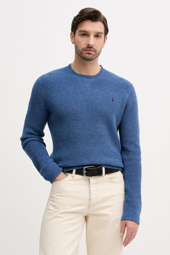 Sveter s prímesou vlny Polo Ralph Lauren okrúhly modrá 710P04307