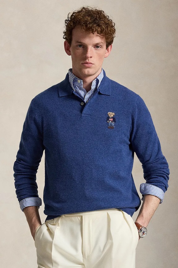 Polo Ralph Lauren sweter kaszmirowy okrągły granatowy 710P04281