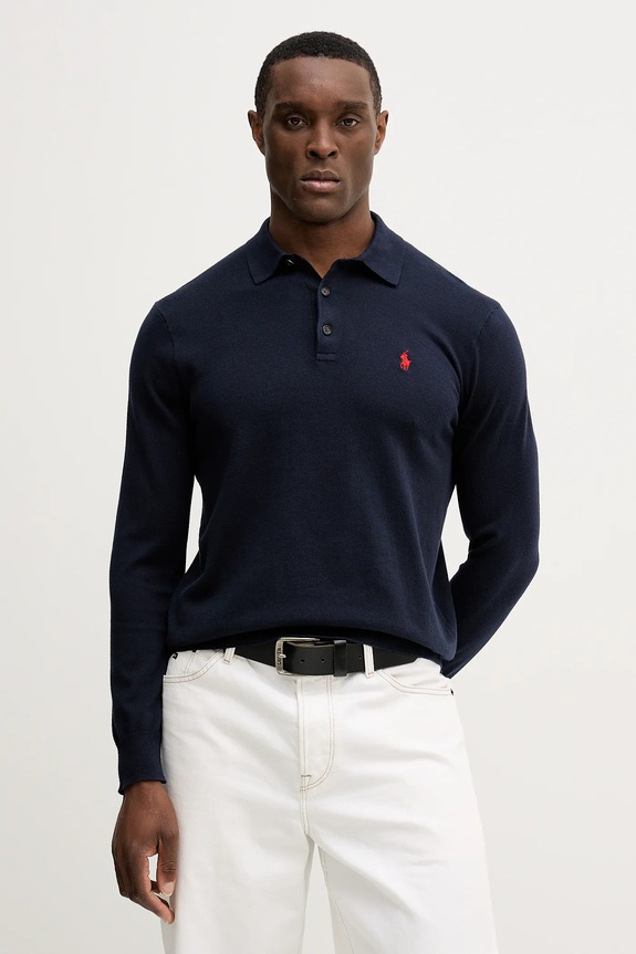 Βαμβακερό πουλόβερ Polo Ralph Lauren βαμβάκι σκούρο μπλε 710P04446