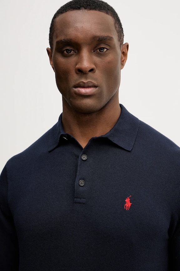 Βαμβακερό πουλόβερ Polo Ralph Lauren σκούρο μπλε 710P04446