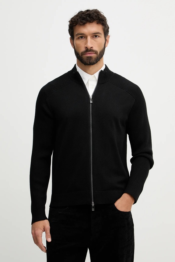 Armani Exchange cardigan din amestec de lână uni negru XM001975.AF10348