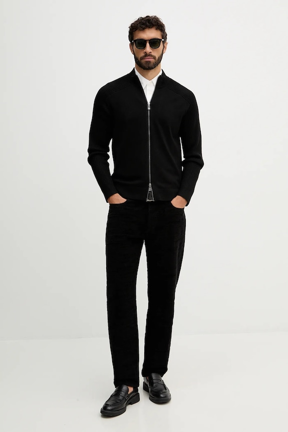 Armani Exchange cardigan din amestec de lână XM001975.AF10348 negru SS26