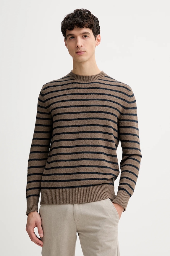 Marc O'Polo maglione a maglia fine marrone 620500860158