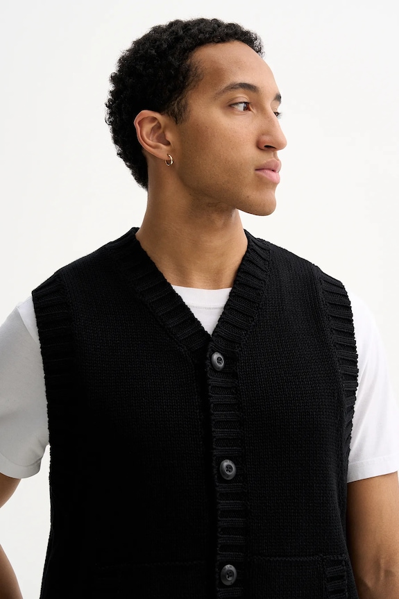 G-Star vestă din bumbac Heavy vest negru D27224.D631