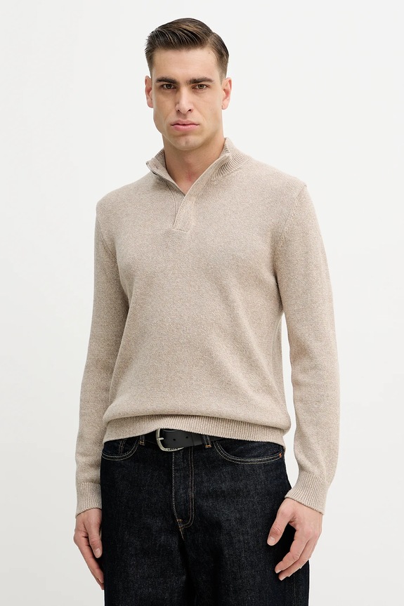 Hackett London pulover din amestec de cașmir grosime medie bej HM7000130