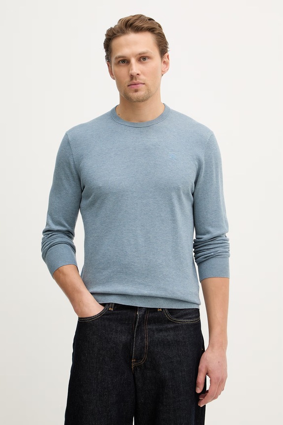 Hackett London sweter z dodatkiem jedwabiu okrągły niebieski HM7000114