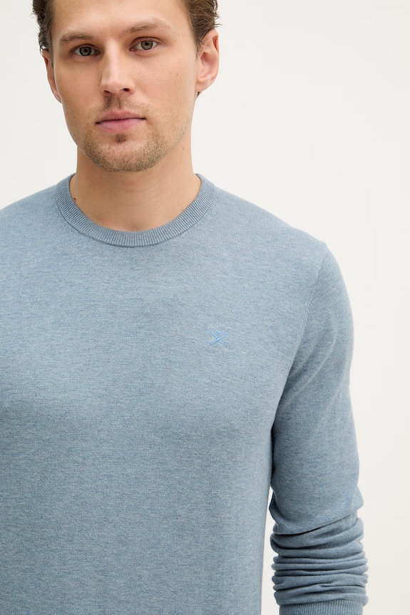 Hackett London sweter z dodatkiem jedwabiu niebieski HM7000114