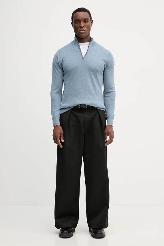 Hackett London sweter z dodatkiem jedwabiu HM7000137 niebieski SS26