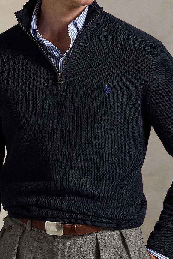 Хлопковый свитер Polo Ralph Lauren 32/2 COTTON тёмно-синий 710932304001