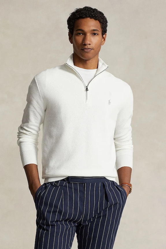 Polo Ralph Lauren sweter bawełniany 32/2 COTTON gładkie biały 710932304502