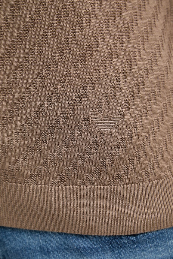 Emporio Armani polo tricotat pentru bărbați, cu lână EM004307.AF24573 maro