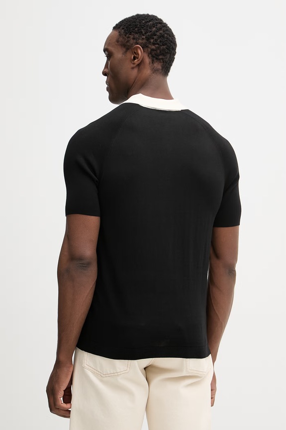 Odzież Emporio Armani polo z dodatkiem jedwabiu EM004622.AF25247 czarny