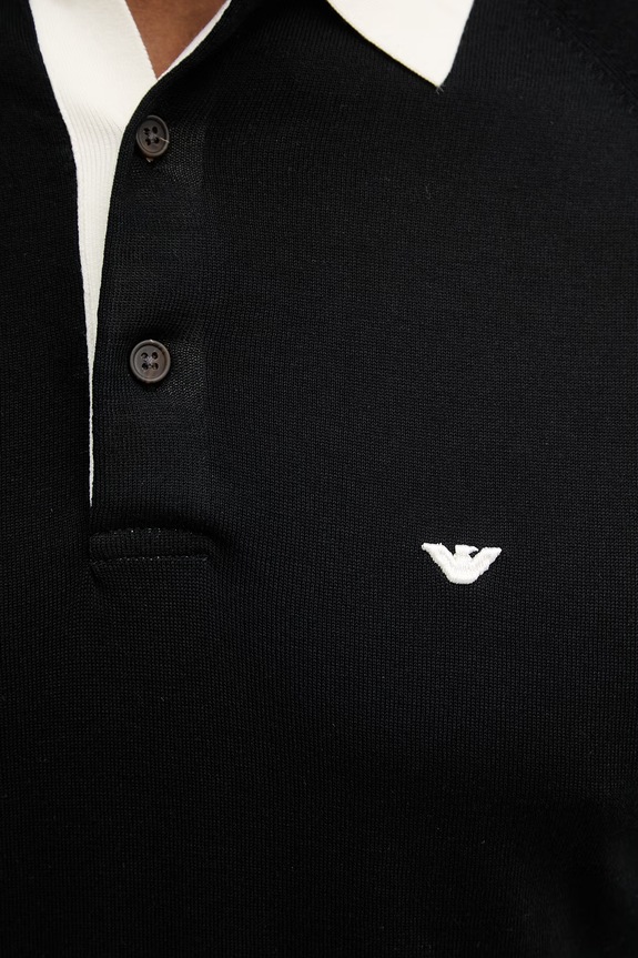 Emporio Armani polo z dodatkiem jedwabiu EM004622.AF25247 czarny