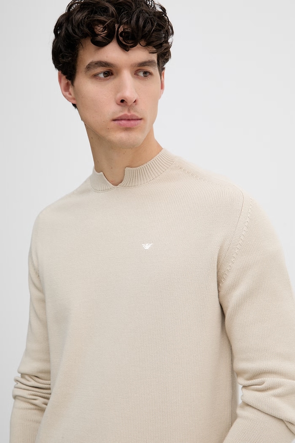 Emporio Armani sveter pánsky bavlnený béžová EM005524.AF25256