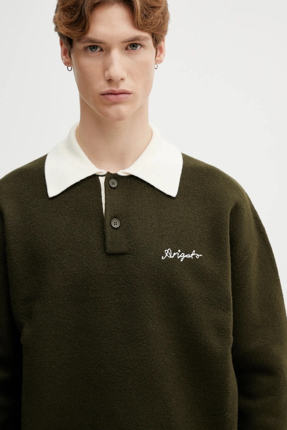 Vuneni pulover Axel Arigato Sonny Polo Sweater zelena A3721001