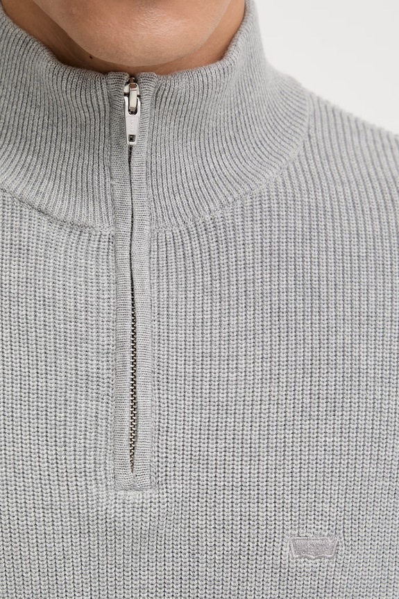 Βαμβακερό πουλόβερ Levi's LIGHTWEIGHT HM QUARTER ZIP 0058U γκρί
