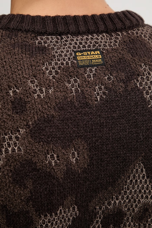 Πουλόβερ με προσθήκη μαλλιού G-Star Loose jacquard καφέ D27246.E586.H519