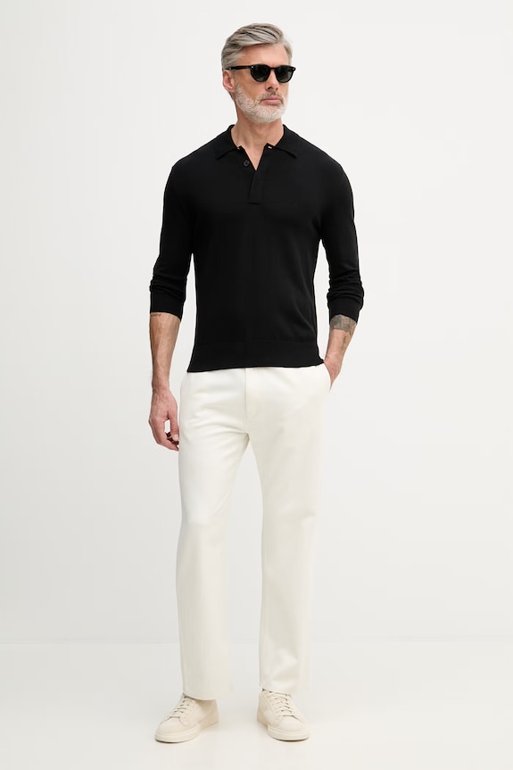 Sisley pulover pentru bărbați, cu amestec de bumbac 10F2S300S negru SS26